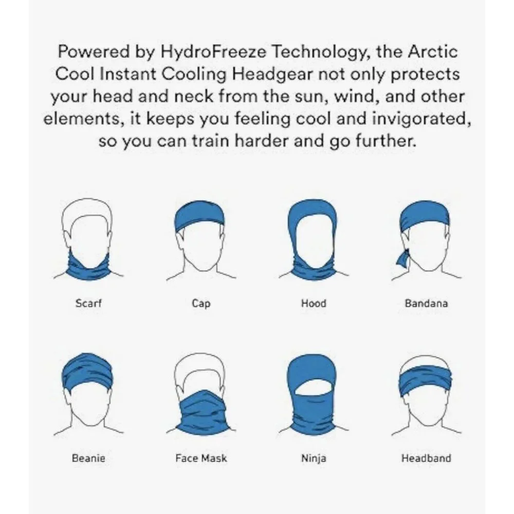 Arctic Cool Multifunctional Reusable Cooling Face Gaiter Mask Cover Blue NEW